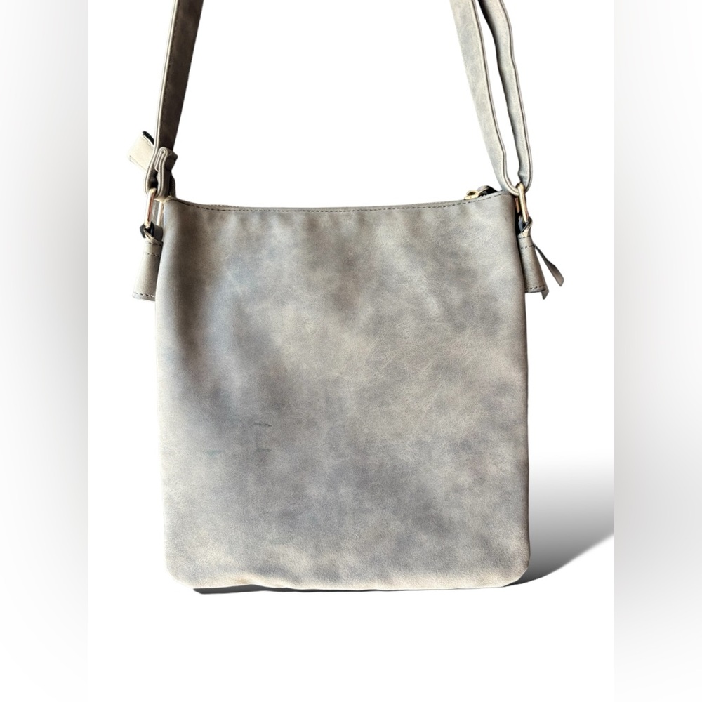 SOLD- VR NYC Braided O-Ring Messenger Crossbody Bag - Light Gray - Picture 5 of 16